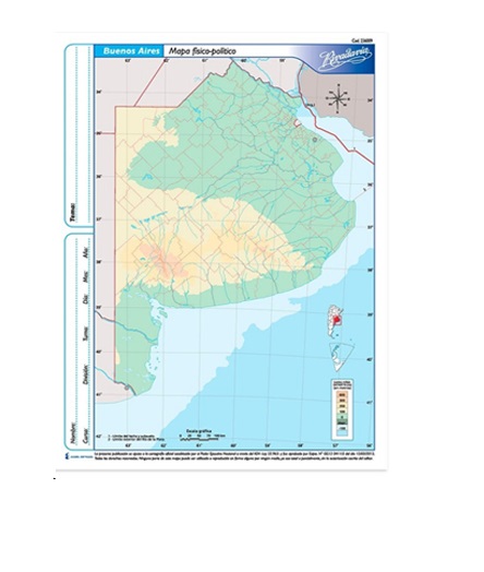 MAPA N*3 FISICO POLITICO BUENOS AIRES COLOR fisico politico